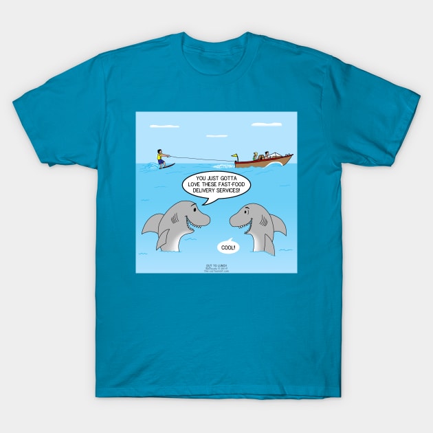 Shark Fast-Food Delivery Service T-Shirt by OutToLunch